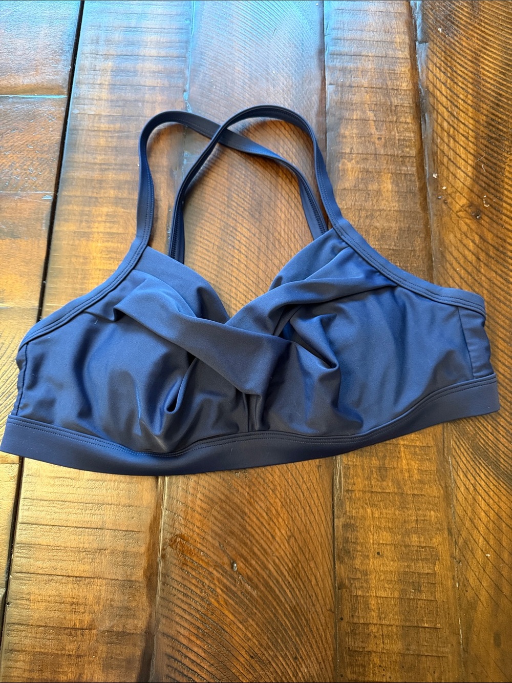 Navy Blue Twist-Front Bikini Top